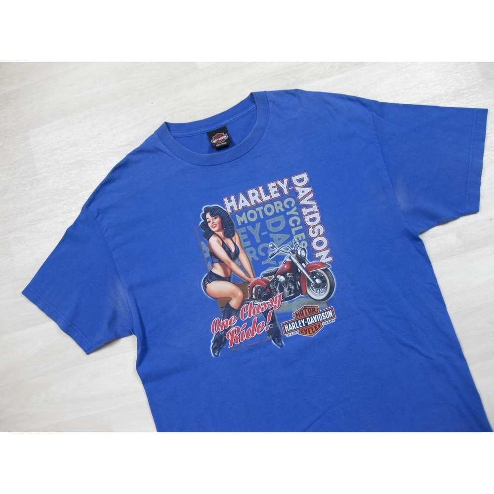 Harley-Davidson Motorcycles T Shirt Men's (XL) One Classy Ride Pinup Biker Ohio - Picture 3 of 15